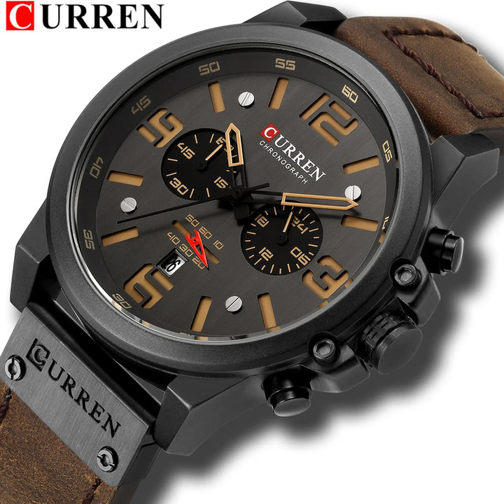 Military Genuine Leather Relogio Masculino