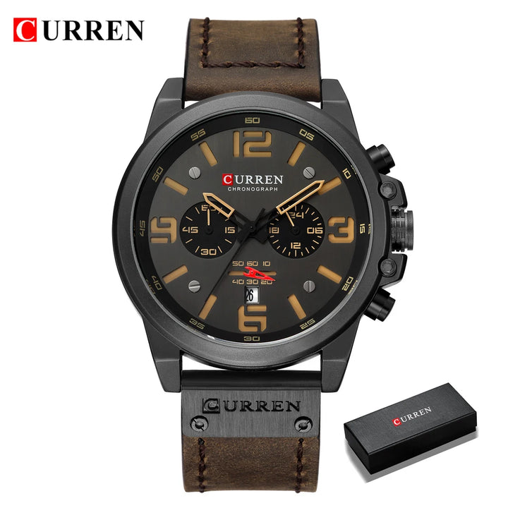 Military Genuine Leather Relogio Masculino